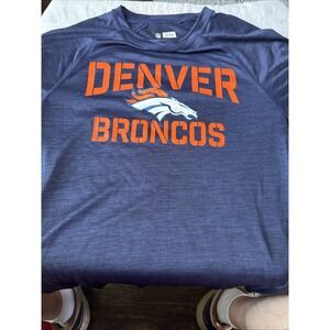 NFL Team Apparel Denver Broncos Mens Small Navy Blue Heather Performance T-Shirt